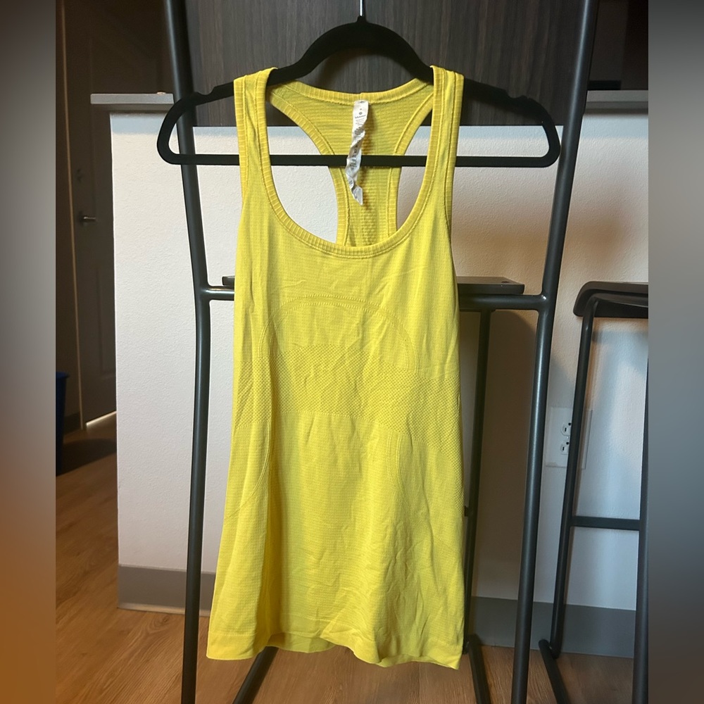 Yellow lululemon athletic tank top